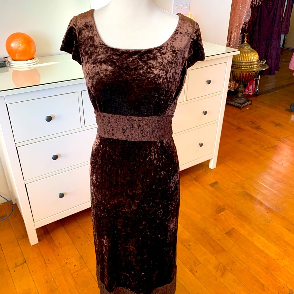 Nazareno Gabrielli brown crushed velvet dress